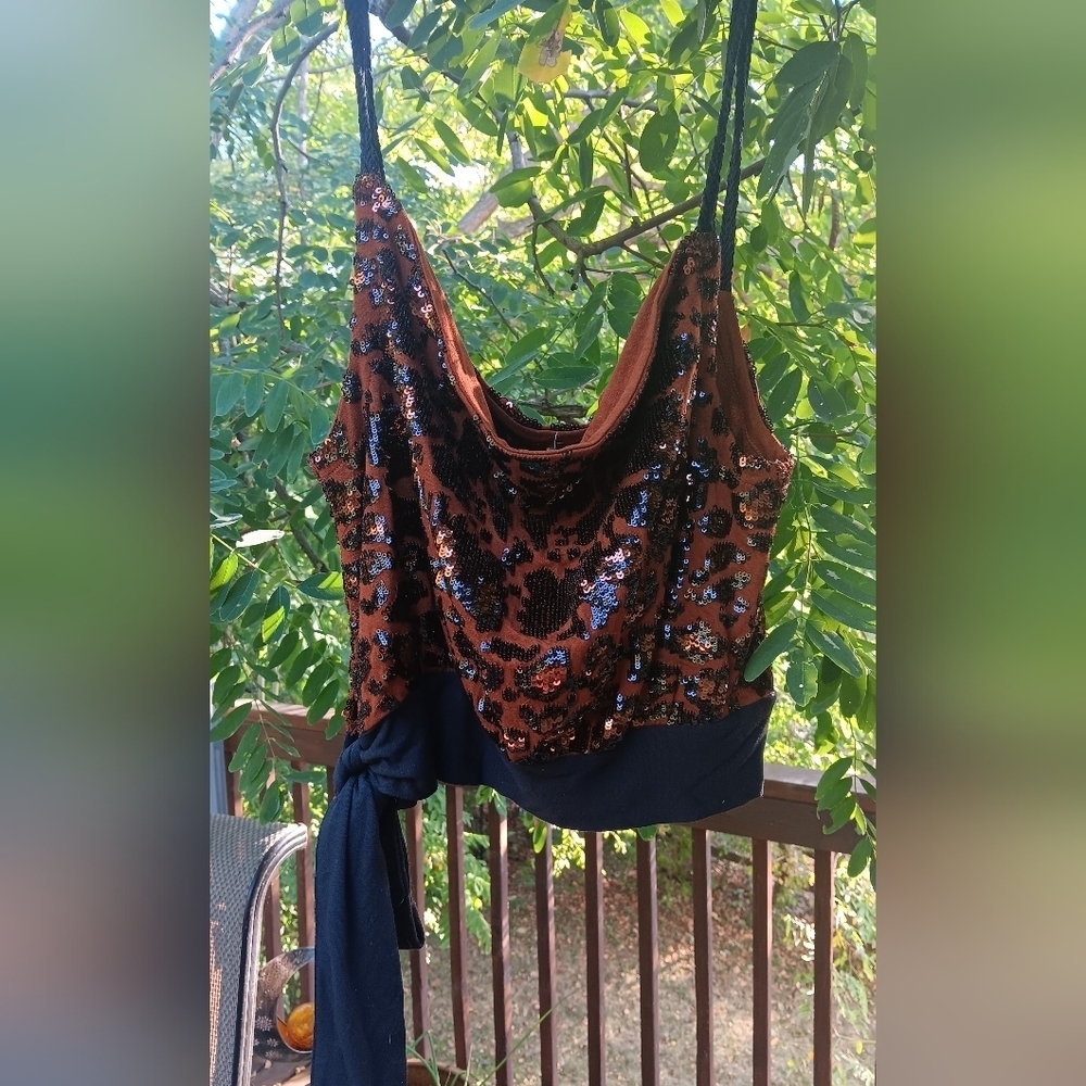 Free People Sequin Crop Tank Top NWT M